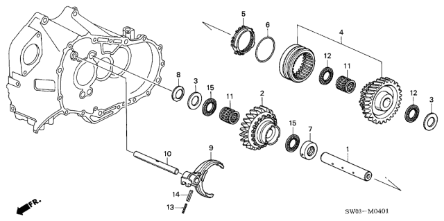 2002 Acura NSX Gear, Reverse Drive Diagram for 23541-PR8-F00