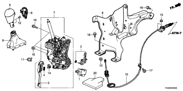 2017 Acura RDX Shift Wire Control Cable Diagram for 54315-TX4-A83