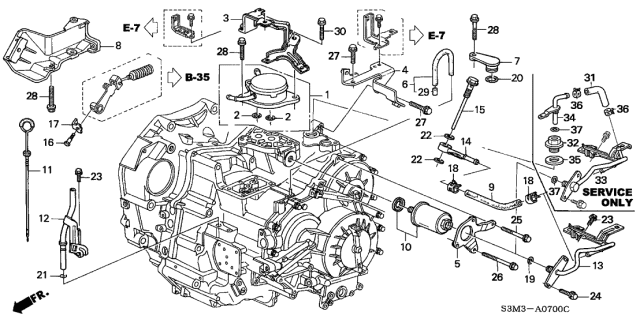 2003 Acura CL 2 Door SPORT KA 5AT Oil Level Gauge Diagram