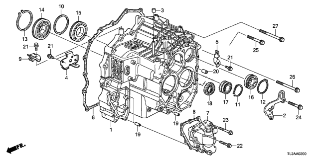 2013 Acura TSX 4 Door TSX KA 5AT AT Transmission Case (L4) Diagram