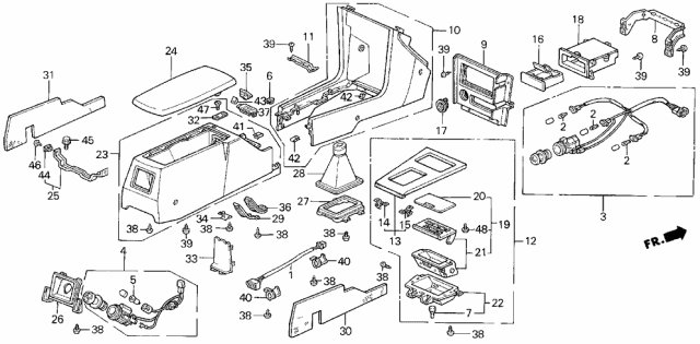 1989 Acura Legend Console, Rear (Mauve Red) Diagram for 83401-SG0-A10ZF