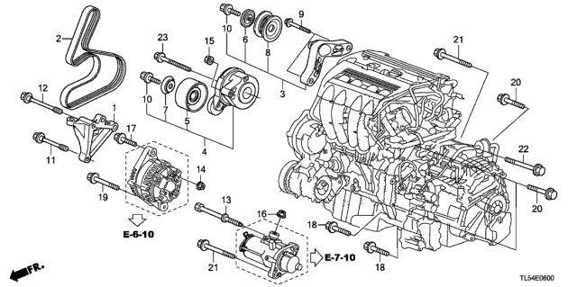 2013 Acura TSX 5 Door TECH KA 5AT Engine Mounting Bracket Diagram