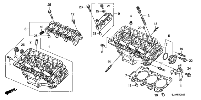 2010 Acura RL 4 Door RL-TEC KA 5AT Front Cylinder Head Diagram