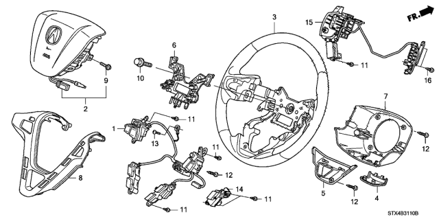 2012 Acura MDX Steering Wheel (SRS) Diagram