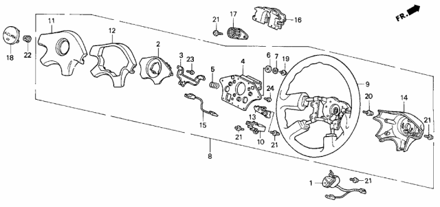 1993 Acura Integra 3 Door GSL (LEATHER) KL 5MT Steering Wheel Diagram