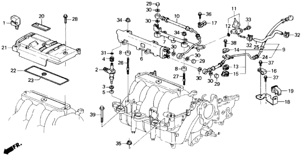 1990 Acura Legend Injector, Fuel Diagram for 16450-PP8-000