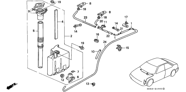 1992 Acura Integra Washer, Windshield (Front) Diagram for 76801-SK8-A01