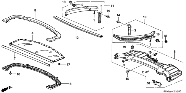 2006 Acura RSX Tailgate Lining Diagram