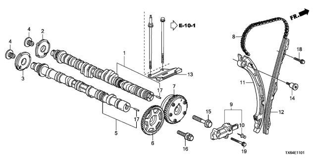 2015 Acura ILX 4 Door 24PREM (2.4) KA 6MT Camshaft - Cam Chain (2.4L) Diagram