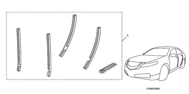 2014 Acura TL 4 Door BASE (3.7) KA 6AT Door Edge Guards Diagram