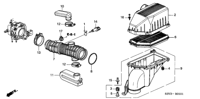 2004 Acura MDX Air Cleaner Cover Diagram for 17211-PGK-A00