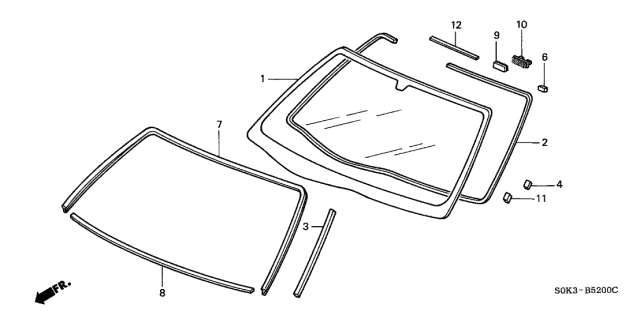 2002 Acura TL Front Windshield Diagram