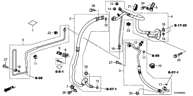 2019 Acura MDX Label, Air Conditioner Diagram for 80050-TYR-A00