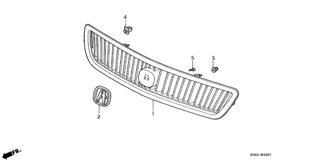 1998 Acura CL Front Grille Diagram
