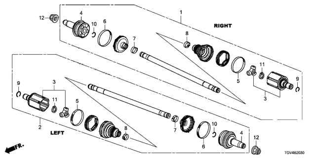 2021 Acura TLX 4 Door ADV (SH-AWD) KA XAT Rear Driveshaft Diagram