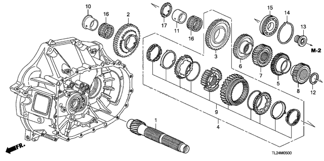 2009 Acura TSX Second Gear Set Diagram for 23432-RM5-305