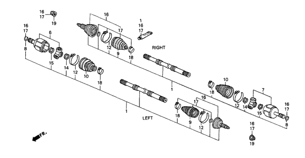 1988 Acura Legend Driveshaft Set Diagram for 44010-SD4-020