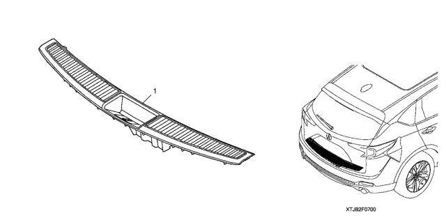 2021 Acura RDX 5 Door ADV KA XAT Rear Panel Protector Diagram