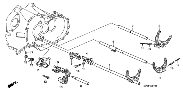 2004 Acura NSX Shaft, Shift (1-2) Diagram for 24261-PR8-010