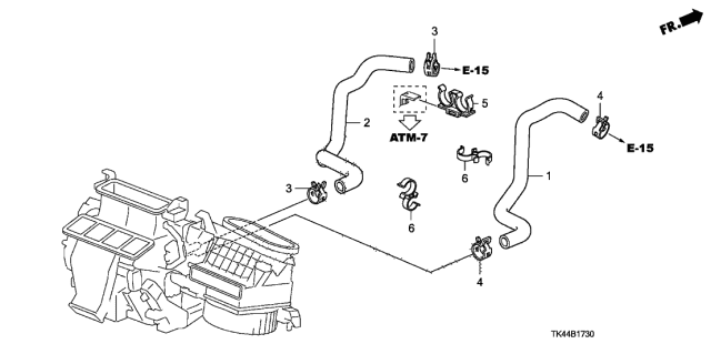 2012 Acura TL 4 Door TECH (SHAWD) KA 6AT Water Hose Diagram