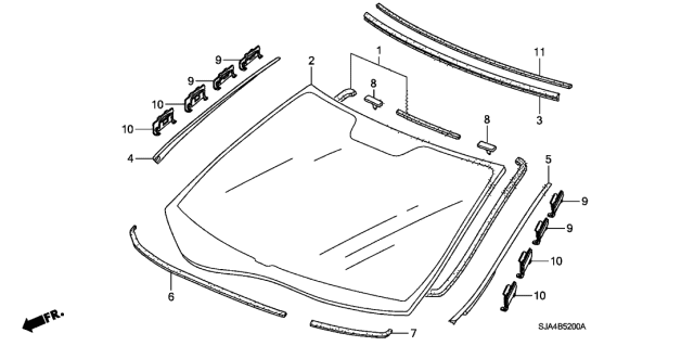 2007 Acura RL Front Windshield Glass Set (Green) (Asahi) Diagram for 73111-SJA-A01