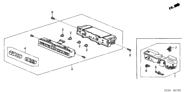 2004 Acura RL Control Assembly, Automatic Air Conditioner (Navi Black Chrome) Diagram for 79600-SZ3-A11ZA