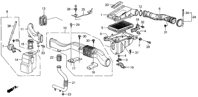 1989 Acura Integra Pipe, Air Cleaner In. Diagram for 17243-PG7-J00