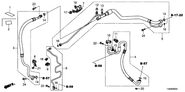 2021 Acura RDX Stay A, Aircon Pipe Diagram for 80361-TJB-A00