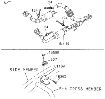 1996 Acura SLX 4 Door 4XS (BASE) KA 4AT Oxygen Sensor Diagram