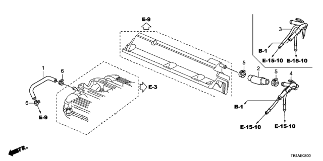 2013 Acura TL 4 Door TECH (SHAWD) KA 6MT Breather Tube Diagram