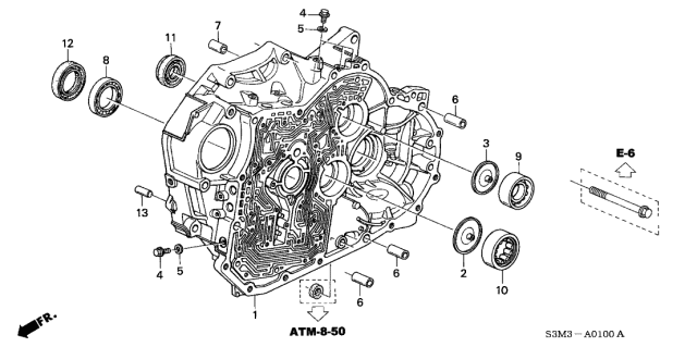 2001 Acura CL 2 Door SPORT KA 5AT Torque Converter Housing Diagram