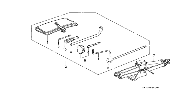 1990 Acura Integra Tool Set Diagram for 89000-SK7-A40