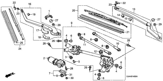 2008 Acura RL Front Windshield Wiper Diagram