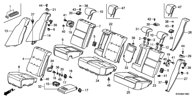 2012 Acura RDX Garnish, Left Rear Seat Lock (Premium Black) Diagram for 82628-STK-A01ZD