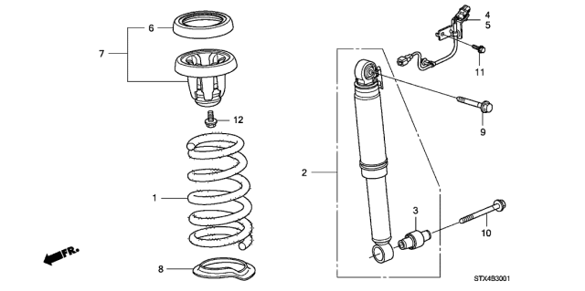 2008 Acura MDX Bolt Dumper (Upper) (12X64) Diagram for 90171-STX-A01