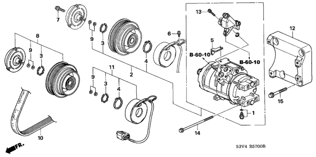 2002 Acura MDX A/C Compressor (Reman) (Includes Clutch & Coil) Diagram for 06388-P8F-505RM
