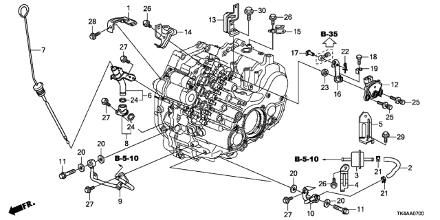 2013 Acura TL 4 Door TECH (SHAWD) KA 6AT AT Oil Level Gauge - ATF Pipe Diagram