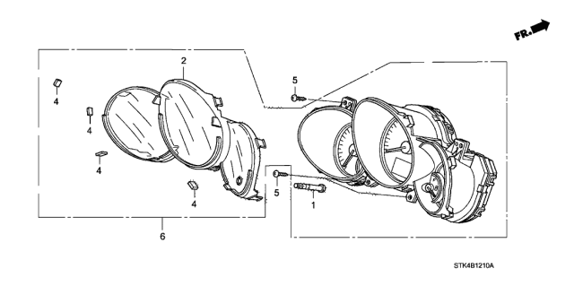 2010 Acura RDX 5 Door TECH KA 5AT Meter Components Diagram