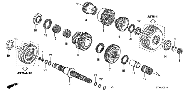2010 Acura RDX Gear, Secondary Shaft Second Diagram for 23430-RWE-000