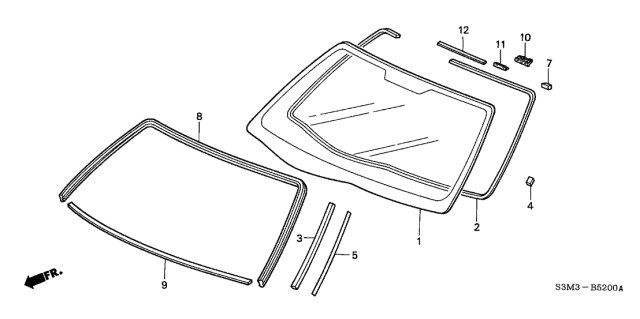 2003 Acura CL Front Windshield Diagram