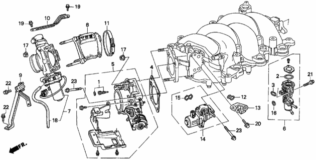 1998 Acura TL Throttle Body (V6) Diagram