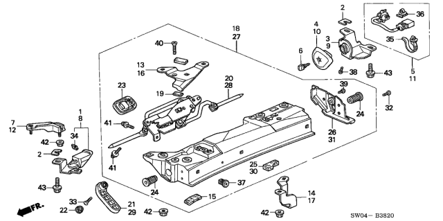 2005 Acura NSX 2 Door NSX-T KA 6MT Roof Side Lock Diagram