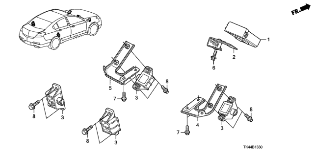 2011 Acura TL Bracket, Left Front Tpms Initiator Diagram for 39366-TK4-A00