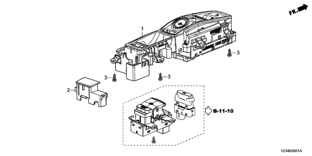 2018 Acura TLX Switch Sub-Assembly Diagram for 54100-TZ3-A87