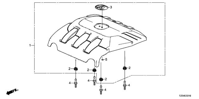 2020 Acura MDX Engine Cover Assembly Diagram for 17121-5WS-A00