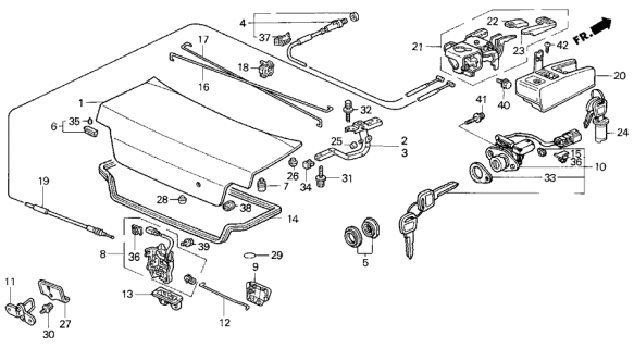 1993 Acura Vigor Knob Assembly, Trunk Opener (Graphite Black) Diagram for 74884-SM4-A01ZA