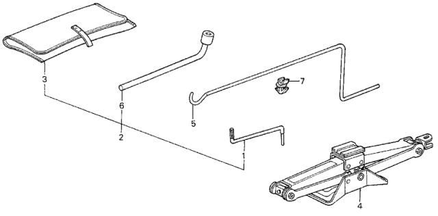 1990 Acura Legend 4 Door L (MOQUETTE) KA 4AT Tools - Jack Diagram