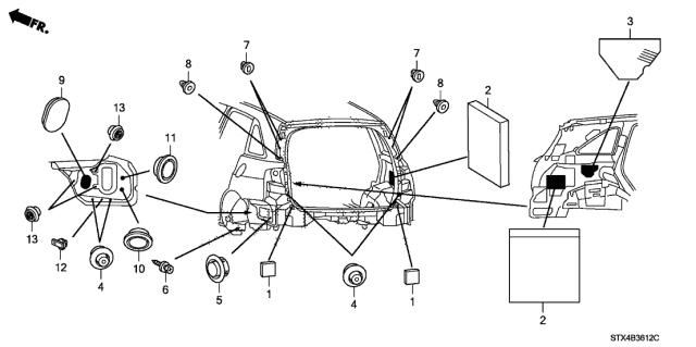 2010 Acura MDX 5 Door BASE KA 6AT Grommet (Rear) Diagram