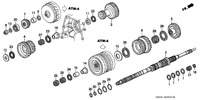 2001 Acura RL 4 Door RL (NAVIGATION) KA 4AT AT Mainshaft Diagram
