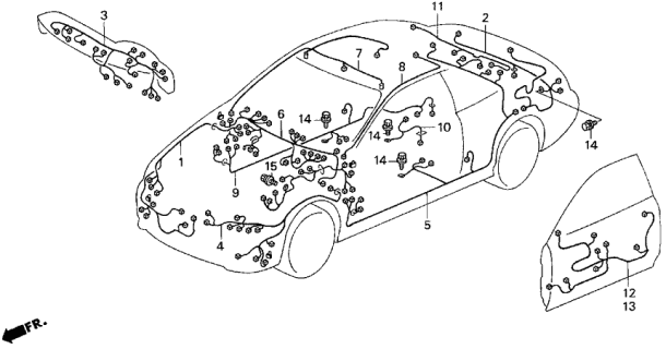 1998 Acura CL 2 Door BAS2.3 KA 5MT Wire Harness Diagram